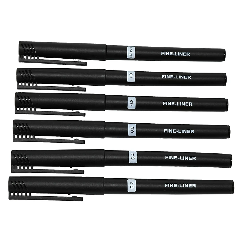 6-count artist pens set - black ink
