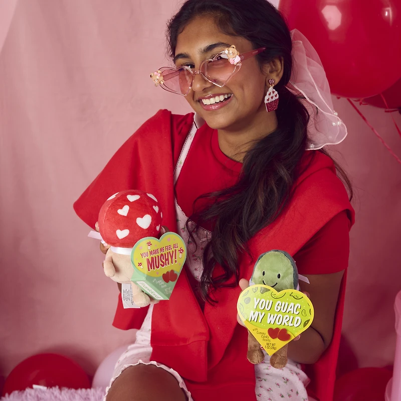 valentine avocado plush & candy gift set