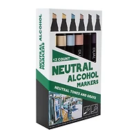 12 dual-tip alcohol ink markers - flesh tones & grays