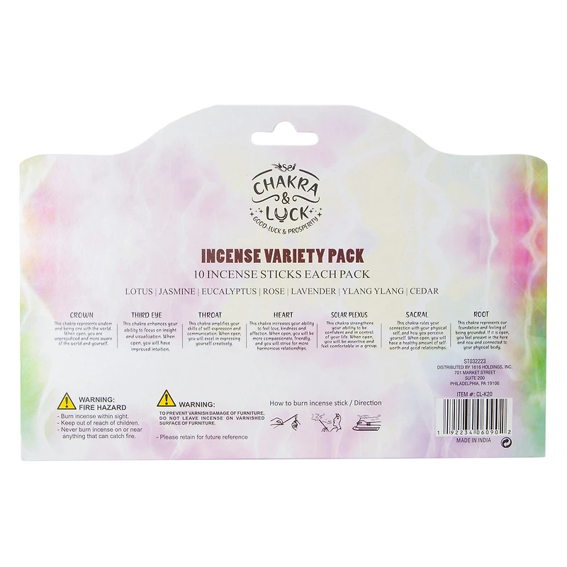 Seven Chakras Hanging incense 7 Packs W/ 10 Sticks Each