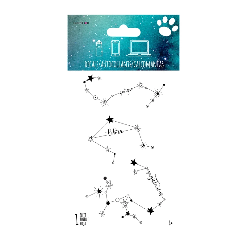 Scorpio, Libra & Sagittarius Zodiac Constellations Sticker Decal 4in x 8in