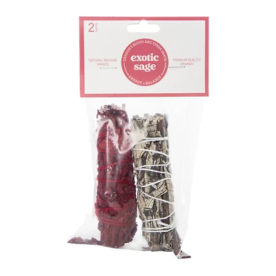 exotic sage smudge wands 2-pack - dragon's blood & yerba santa