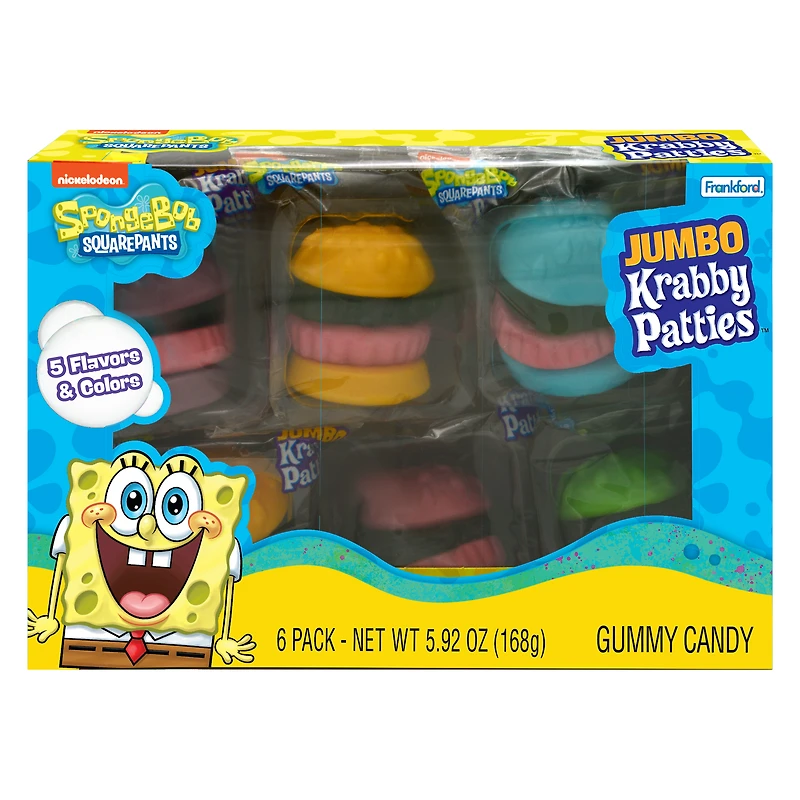 spongebob squarepants™ jumbo krabbie patties gummy candy box 5.92oz