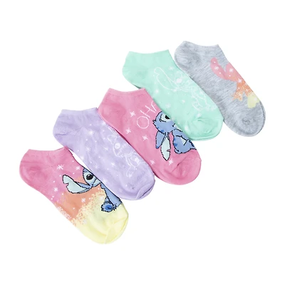 Juniors Disney Stitch No-Shows Socks 5-Pairs