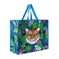 Jumbo Reusable Shopping Bag W/ Zipper 22in X 18.5in - Tiger