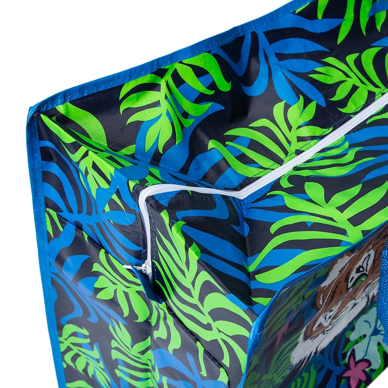 Jumbo Reusable Shopping Bag W/ Zipper 22in X 18.5in - Tiger