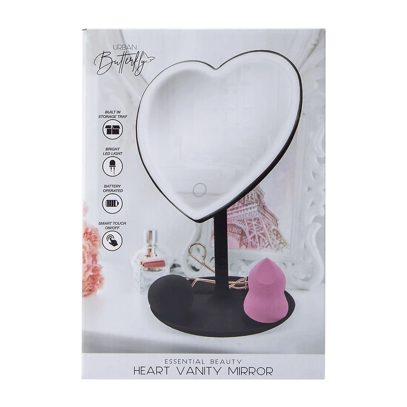 heart-shaped LED vanity mirror