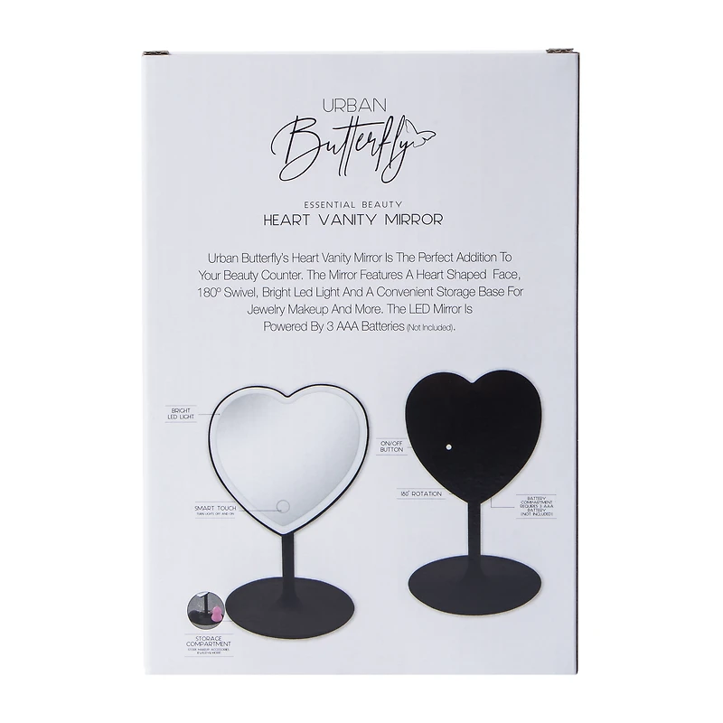heart-shaped LED vanity mirror