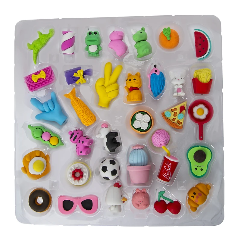 Cute 3D Erasers Set 35-Count