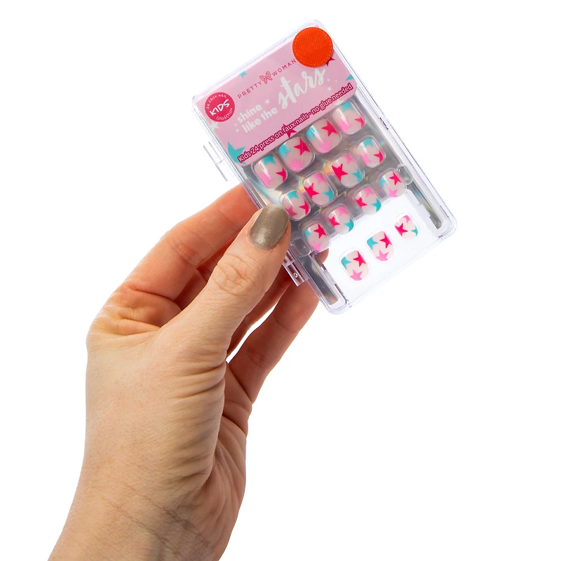 Pretty Woman Kid's Press On Faux Nails 24-Count - Shine Like The Stars