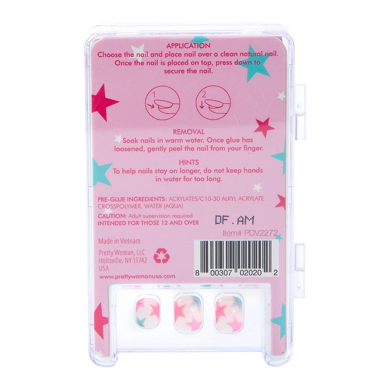 Pretty Woman Kid's Press On Faux Nails 24-Count - Shine Like The Stars