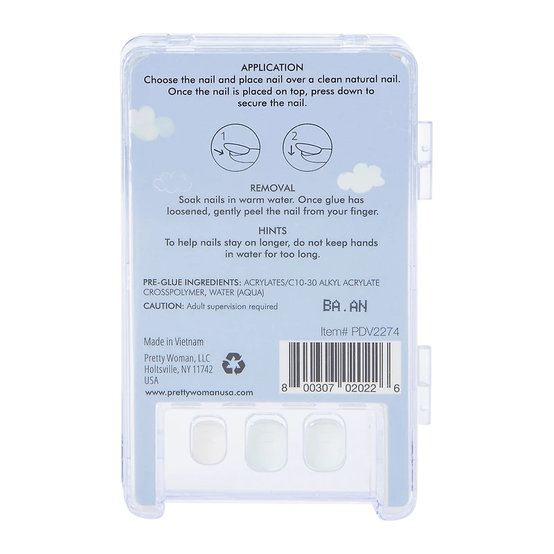 Pretty Woman Kids Press-On Faux Nails 24-Piece Set