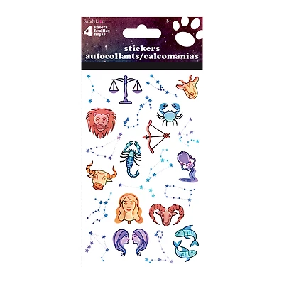 Zodiac Constellation Stickers 4 Sheets