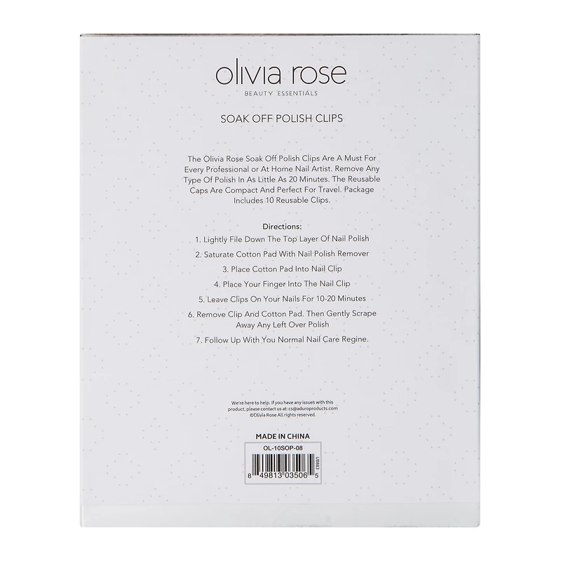 olivia rose soak-off nail polish remover clips