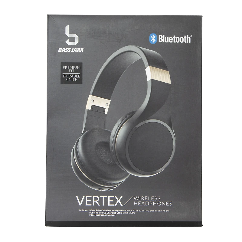 vertex metallic bluetooth® dj headphones with microphone