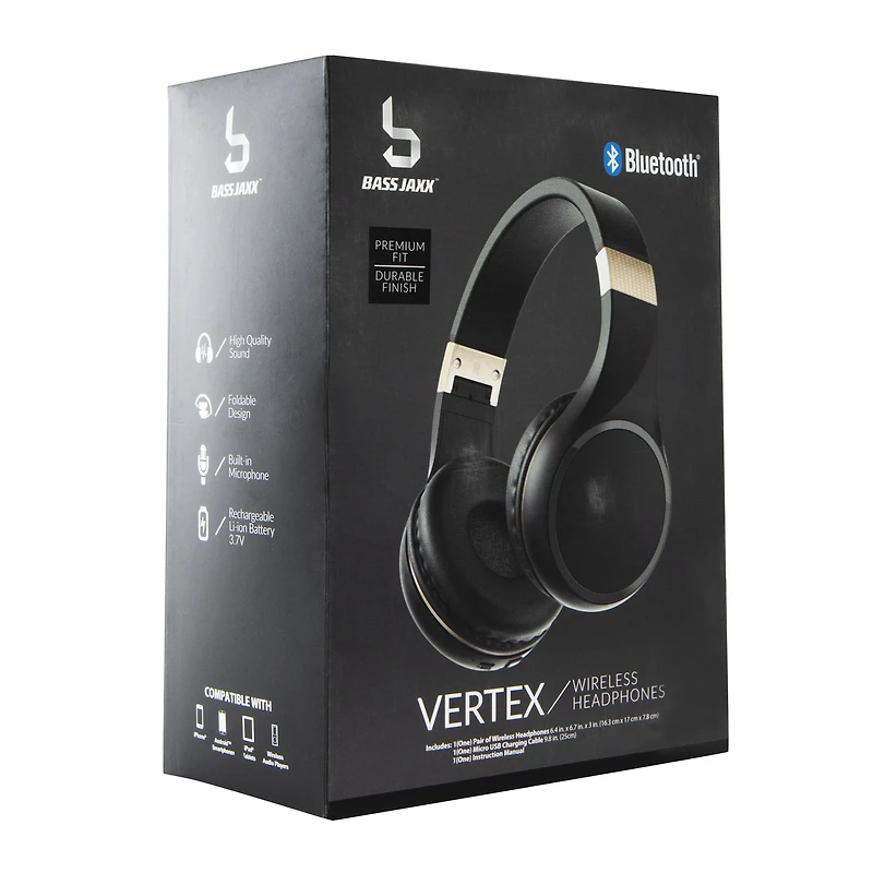 vertex metallic bluetooth® dj headphones with microphone