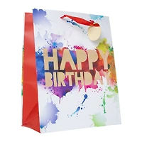 large rainbow happy birthday gift bag 12.75in x 10.4in