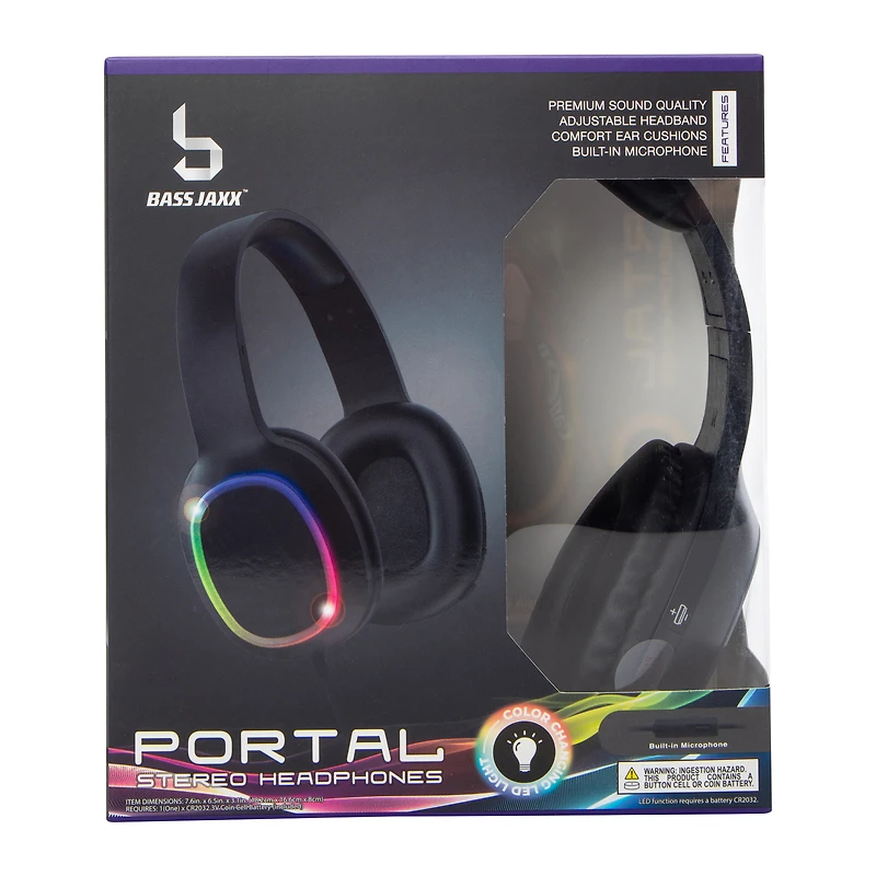 Portal Stereo LED Wired Headphones With Mic