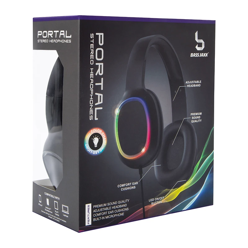 Portal Stereo LED Wired Headphones With Mic