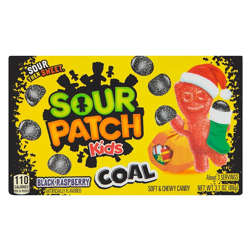 sour patch kids® coal black raspberry theater box candy 3.1oz - holiday theme