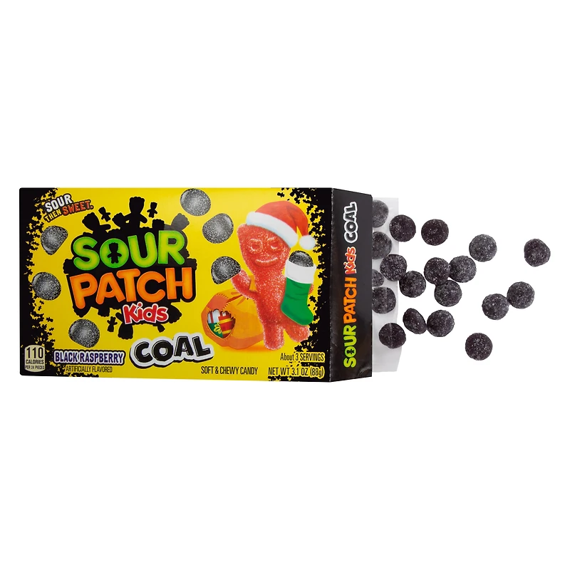 sour patch kids® coal black raspberry theater box candy 3.1oz - holiday theme