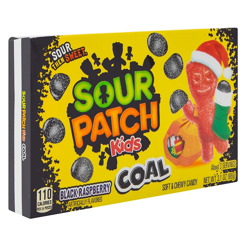 sour patch kids® coal black raspberry theater box candy 3.1oz - holiday theme