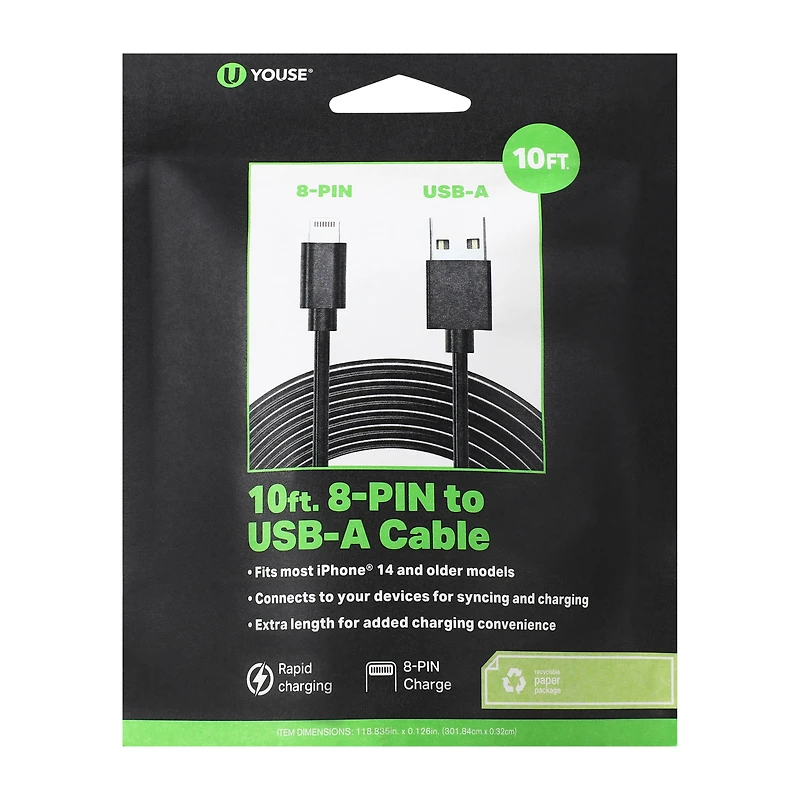 10ft 8-pin charging cable
