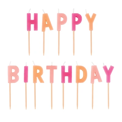 Happy Birthday' Pick Candles 12-Count - Pink