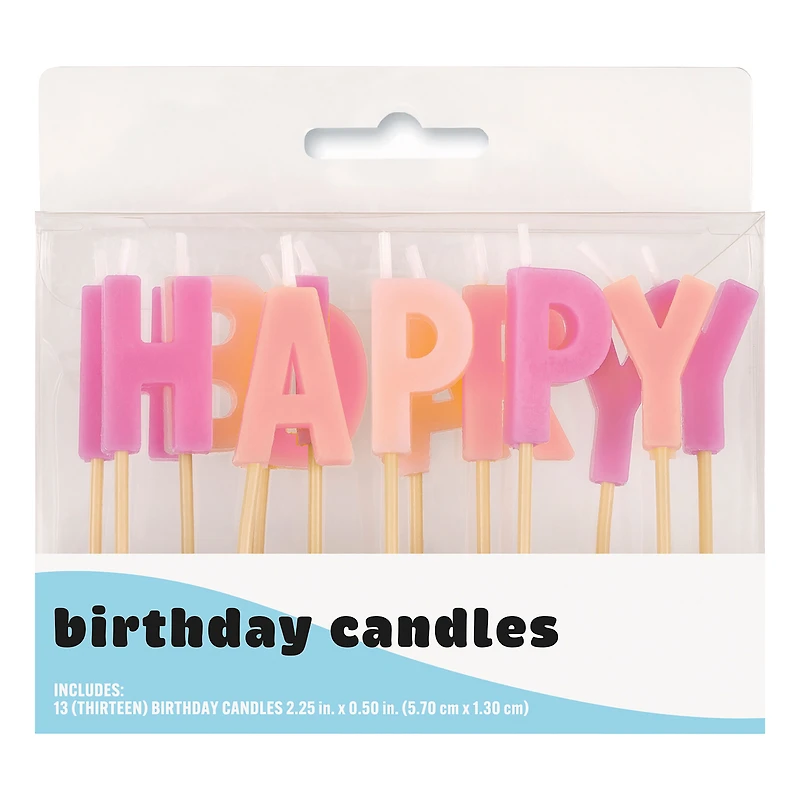 Happy Birthday' Pick Candles 12-Count - Pink
