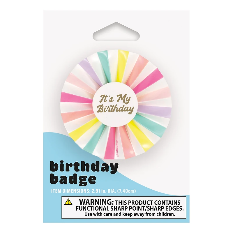pastel rainbow birthday button