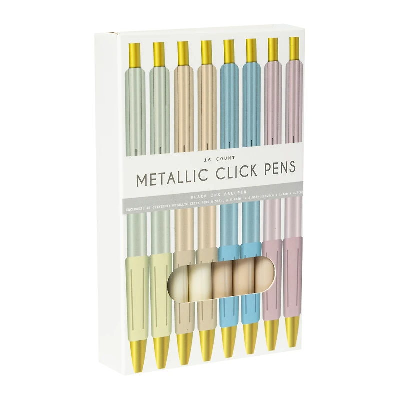 16-count metallic click pens