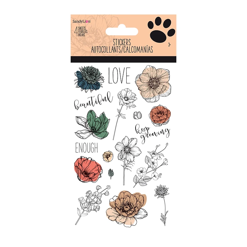 Flower Stickers 4 Sheets