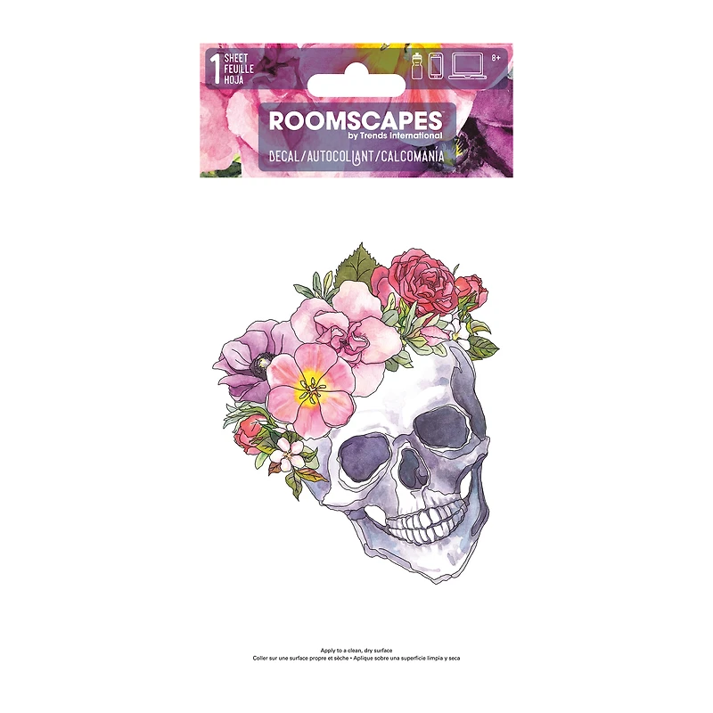 Floral Skull Sticker Decal 4in x 8in