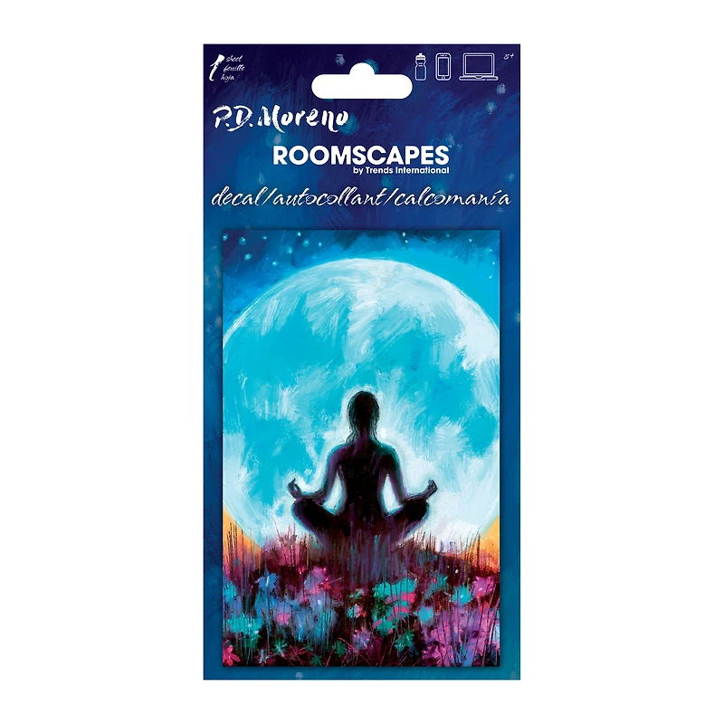 Moon Meditation Sticker Decal 4in x 8in