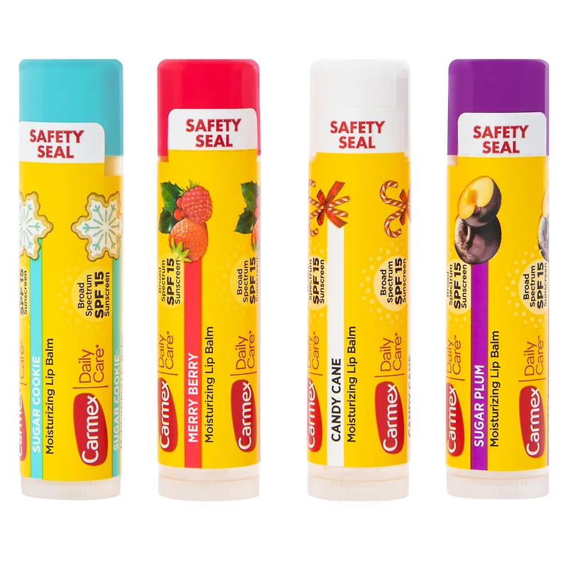 limited edition carmex® daily care® holiday lip balm spf 4-pack