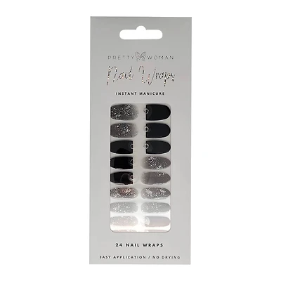 Pretty Woman Nail Wraps 24-Count - Black & Silver