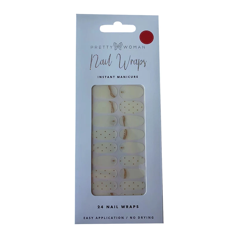 Pretty Woman Nail Wraps 24-Count - White & Gold