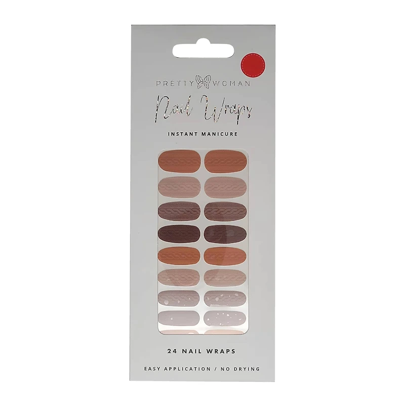 Pretty Woman Nail Wraps 24-Count - Brown & Orange