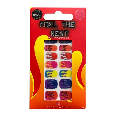 Kids Pretty Woman Nail Wraps 28-Count - Flames
