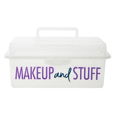 makeup organizer box with tray 9.6in x 5.6in
