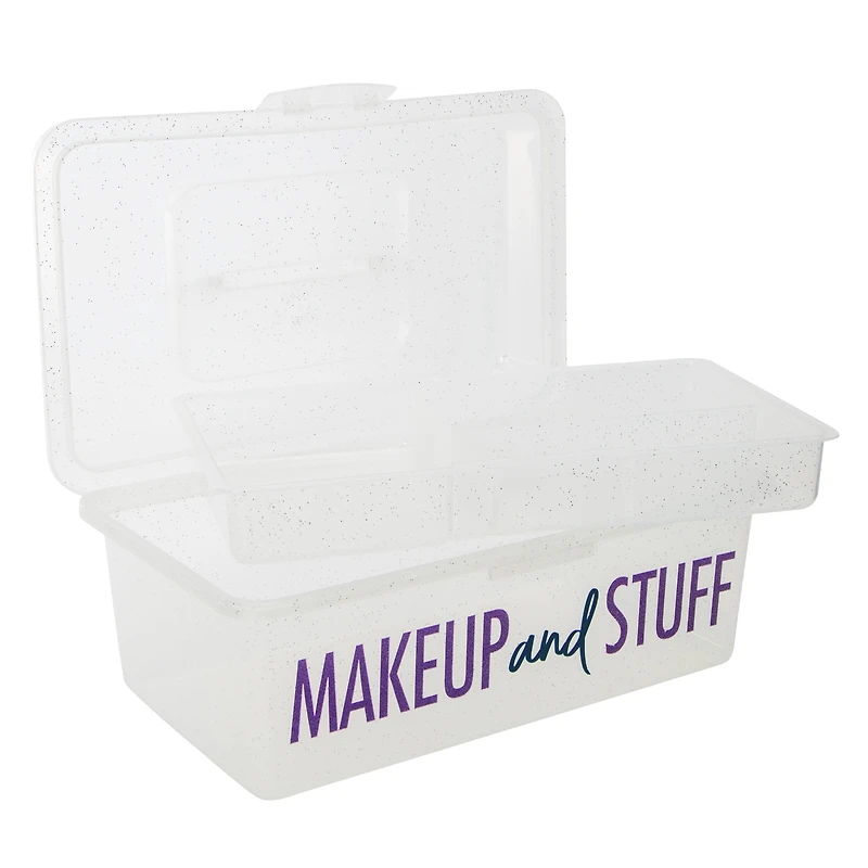 makeup organizer box with tray 9.6in x 5.6in