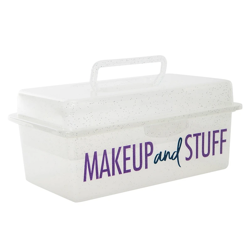makeup organizer box with tray 9.6in x 5.6in