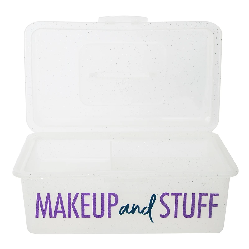 makeup organizer box with tray 9.6in x 5.6in