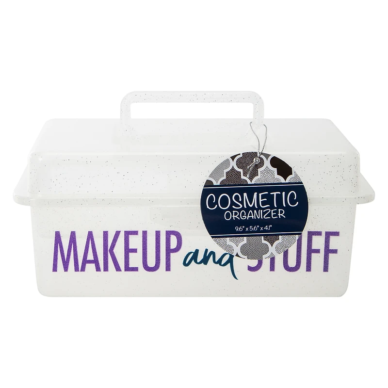 makeup organizer box with tray 9.6in x 5.6in