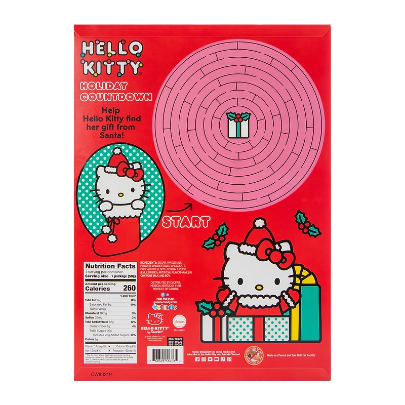hello kitty® milk chocolate holiday countdown calendar