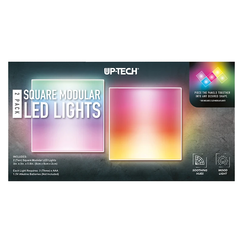 square touch-activated LED lights 2-pack