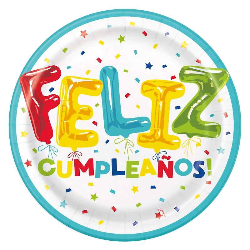 9in Paper Plates 8-Count - Feliz Cumpleanos