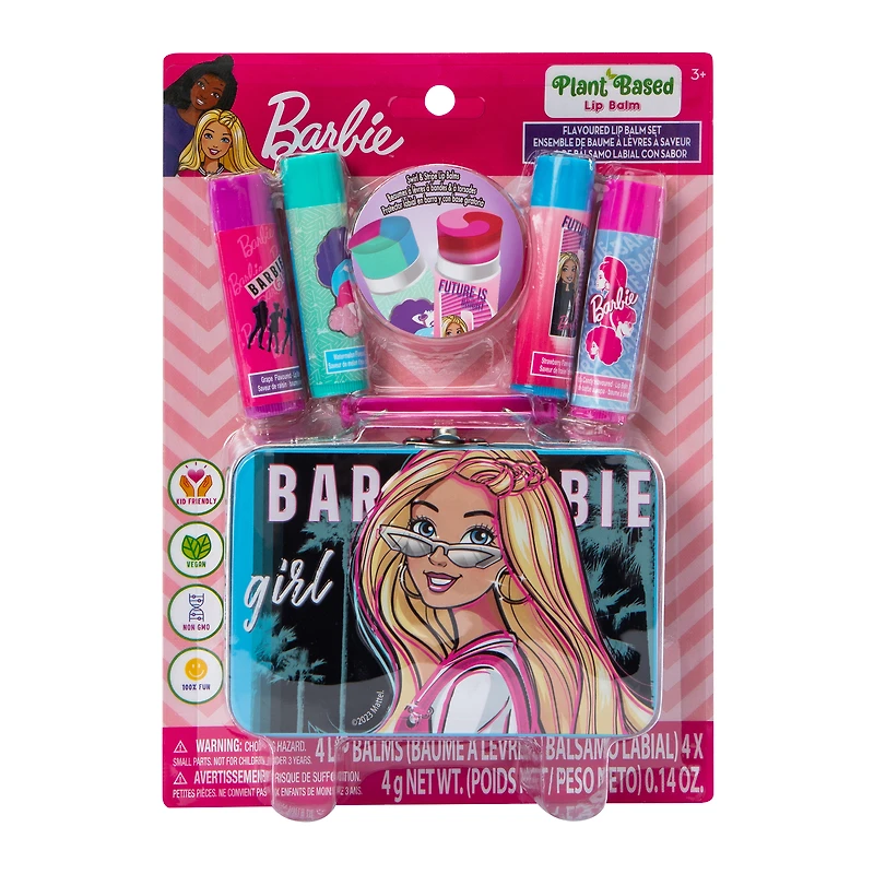 barbie™ flavored lip balm set with collectible tin