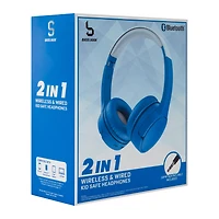2-in-1 Wireless & Wired Bluetooth® Kid-Safe Headphones With Mic