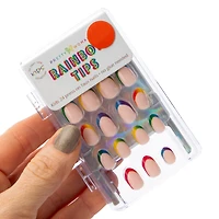 Pretty Woman Kid's Press On Faux Nails 24-Count - Rainbow Tips